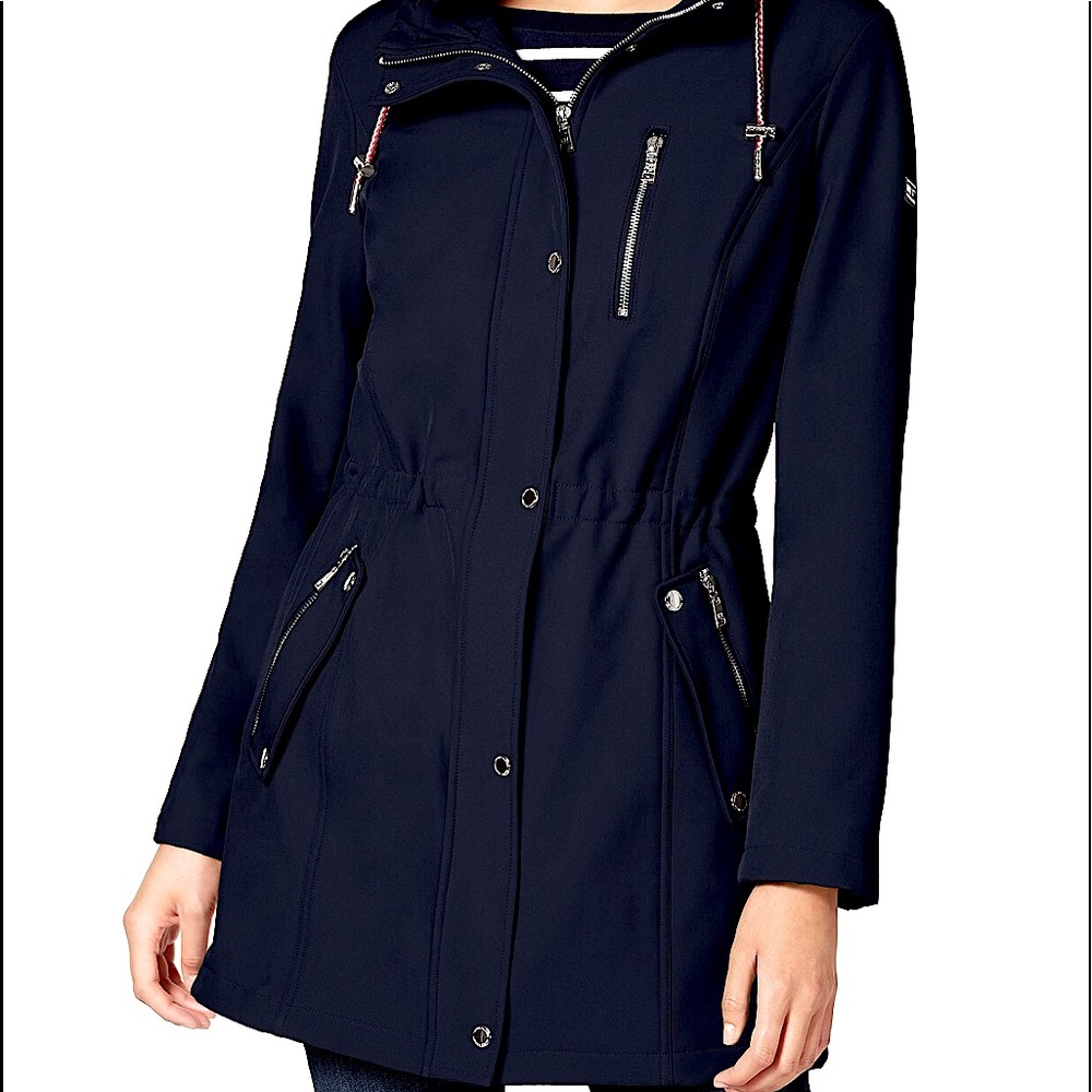 Tommy Hilfiger Hooded Anorak Raincoat Small Navy